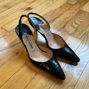 Manolo Blahnik Croc Kitten Heel